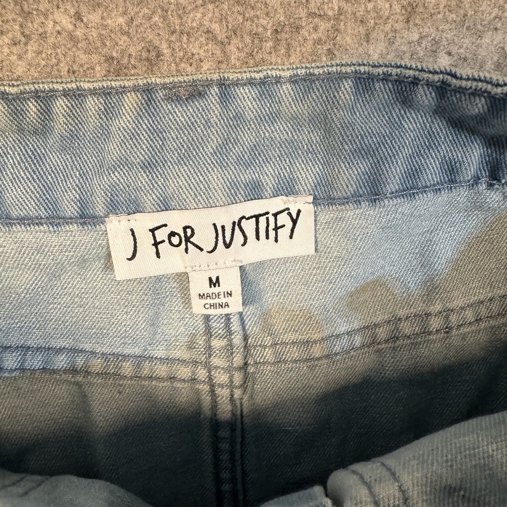 J For Justify Cargo Denim Mini Skirt Medium Light Blue Utility Pockets - Picture 2 of 9